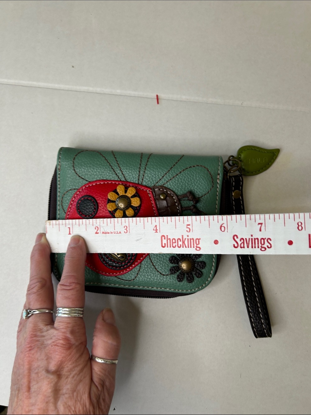CHALA LADYBUG ZIP AROUND FAUX LEATHER WRISTLET WALLET - Picture 7 of 11